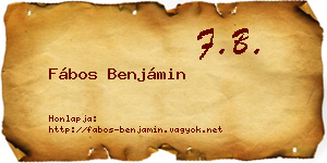 Fábos Benjámin névjegykártya